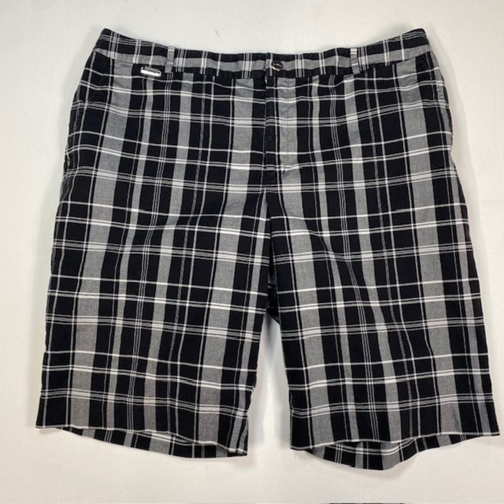 Lauren Ralph Lauren Active Plaid Shorts Womens 16 Black White Grey Golf Stretch